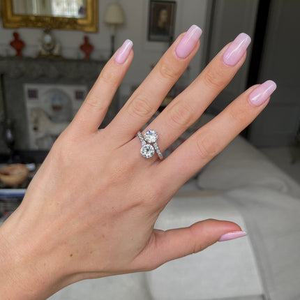 Antique, Edwardian, 2.76ct Diamond Toi Et Moi Ring, Platinum, 18ct Yellow Gold