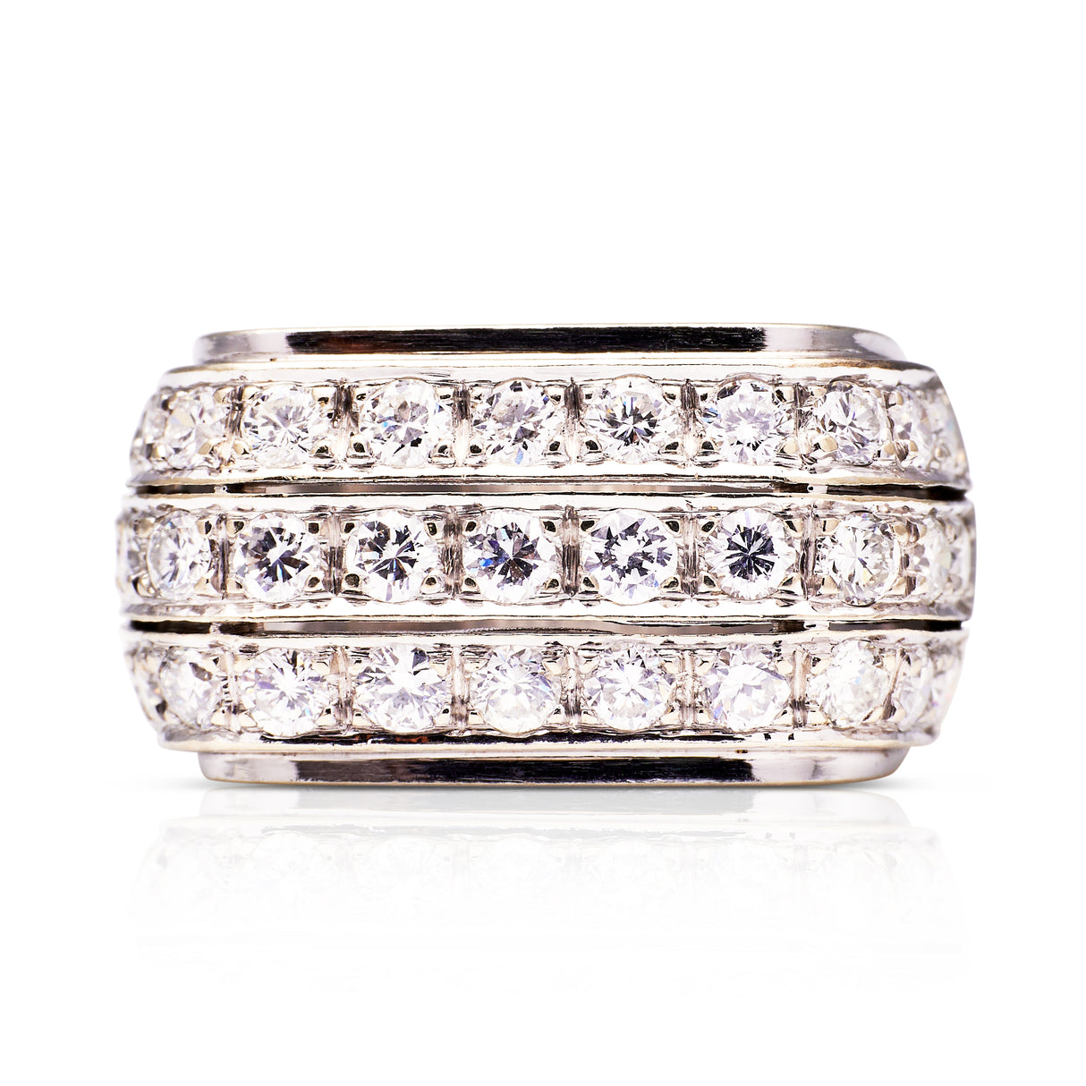 Diamond-18ct-White-Gold-Antique-Engagement-Vintage-1950-1975-Statement-Ring