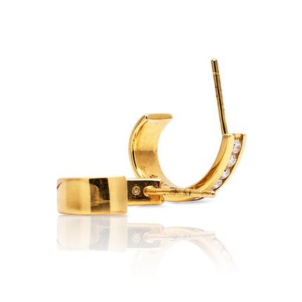 Vintage | Diamond Hoop-Style Earrings, 18ct Yellow Gold