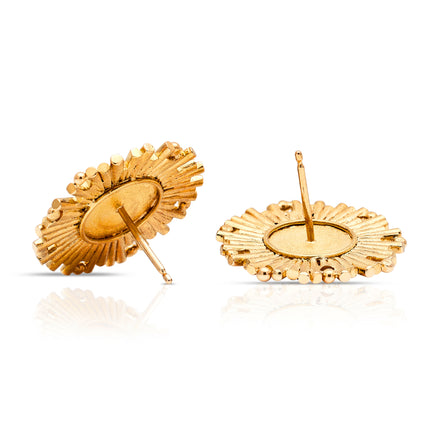 Star-Dust Grey Pearl Earrings, 18ct Yellow Gold