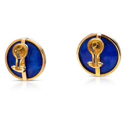 Vintage | Impressive Natural Lapis Earrings, 18ct Yellow Gold