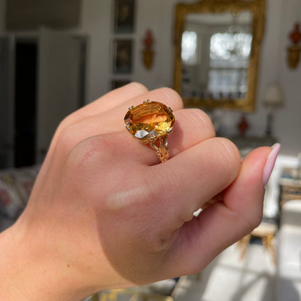 Antique Edwardian Imperial Golden Topaz Ring, 18ct Yellow Gold