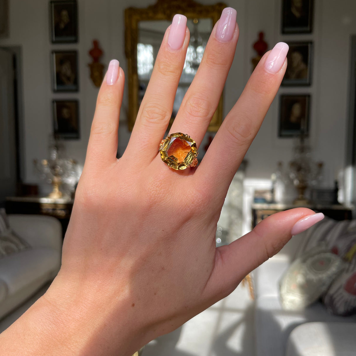 Antique Edwardian Imperial Golden Topaz Ring, 18ct Yellow Gold
