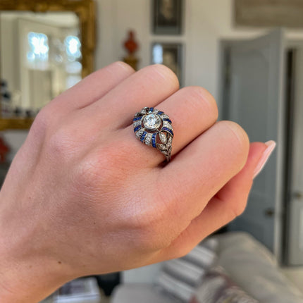 Edwardian Belle époque Sapphire and Diamond Ring