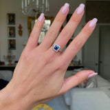 Edwardian royal blue sapphire & diamond engagement ring