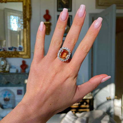 Edwardian, Platinum, Topaz and Diamond Cluster Ring