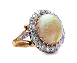 Edwardian, 18ct Gold, Australian Opal and Diamond Cluster Ring |Antique Ring Boutique | Vintage Jewelry |Untreated Gemstone Rings | Antique Engagement Rings | Art Deco Rings | Antique Rings | Antique Jewellery Company