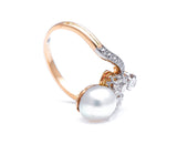 Edwardian, 18ct gold, French, natural pearl and diamond tiara ring