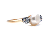 Edwardian, 18ct Gold, Natural Pearl and Diamond Ring