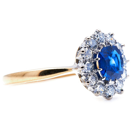 Edwardian, 18ct Gold, Sapphire and Diamond Cluster Ring
