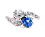 Edwardian, 18ct Gold, ‘Toi et Moi’ Sapphire and Diamond Ring Antique Ring Boutique | Vintage Jewelry |Untreated Gemstone Rings | Antique Engagement Rings | Art Deco Rings | Antique Rings | Antique Jewellery Company