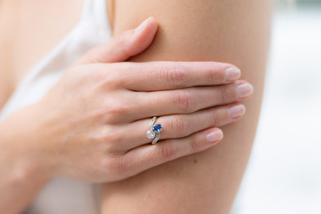 Edwardian, 18ct Gold, ‘Toi et Moi’ Sapphire and Diamond Ring Antique Ring Boutique | Vintage Jewelry |Untreated Gemstone Rings | Antique Engagement Rings | Art Deco Rings | Antique Rings | Antique Jewellery Company