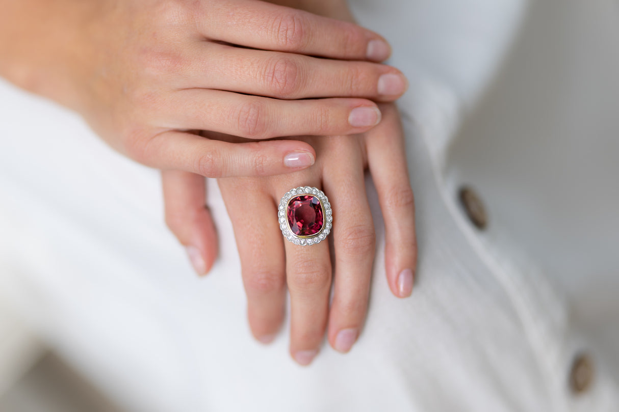 Edwardian, 18ct Gold, Rubellite Tourmaline and Diamond Ring
