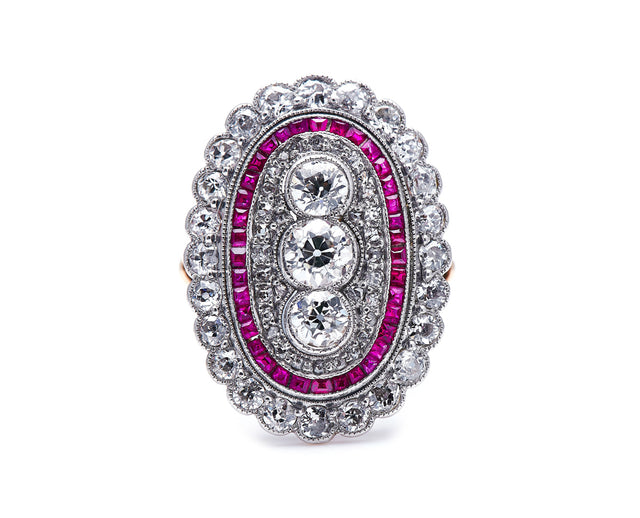 Edwardian-18-Carat-Gold-Platinum-Ruby-Diamond-Ring-Vintag-Antique