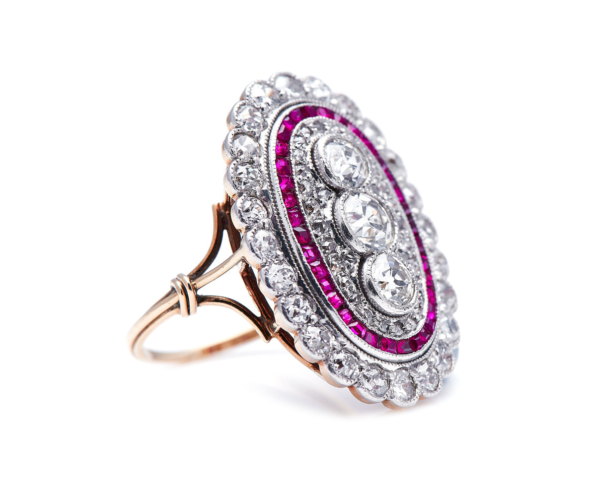 Edwardian, 18ct Gold and Platinum, Ruby and Diamond Ring