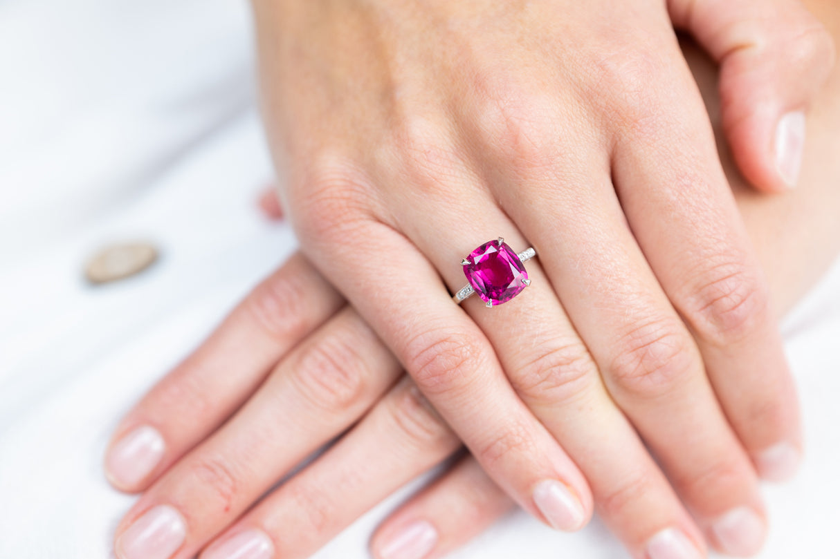 Edwardian, 18ct White Gold, Pink Tourmaline and Diamond Ring