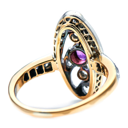 Edwardian, Art Nouveau, 18ct Gold, Ruby and Diamond Ring