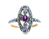 Edwardian, Art Nouveau, 18ct Gold, Ruby and Diamond Ring