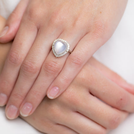 Edwardian, Platinum, 18ct White Gold, Moonstone and Diamond Ring