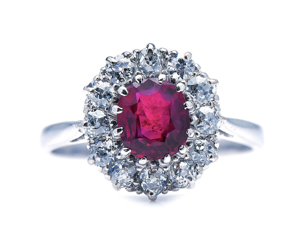 Edwardian-Platinum-Burmese-Ruby-Diamond-Cluster-Vintage-Ring