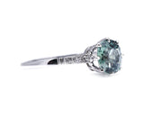 Edwardian, Platinum, Green Sapphire and Diamond Engagement Ring
