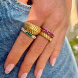 Emerald & diamond half-eternity ring