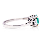 Colombian Emerald | Art Deco, Platinum, Emerald and Diamond Three Stone Ring