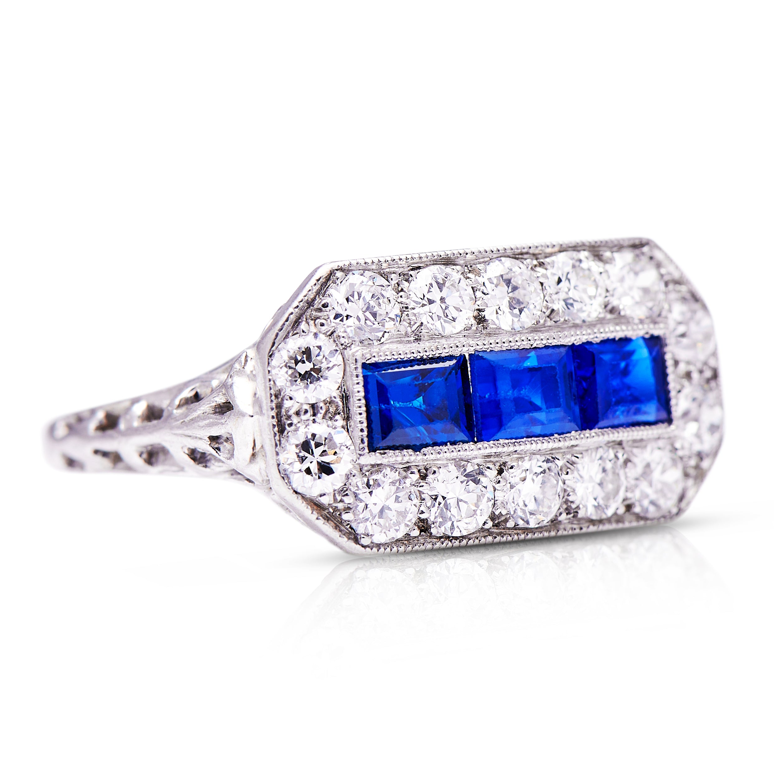 Art Deco sapphire & diamond engagement ring