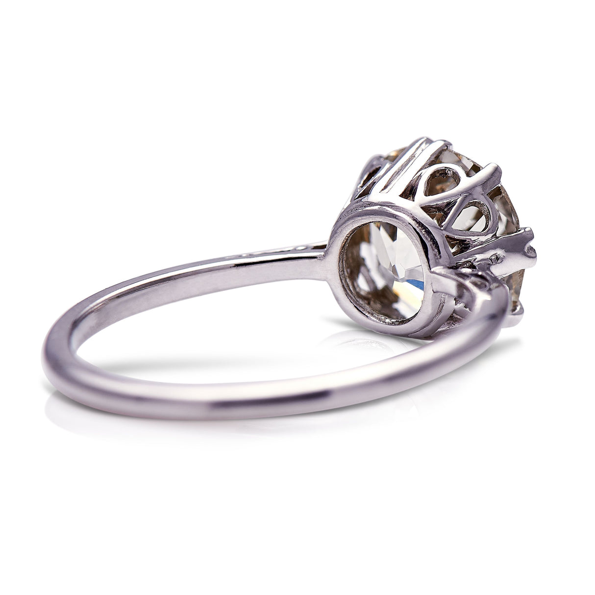Untreated Antique Art Deco, Platinum, Solitaire Diamond  Engagement Ring side 1