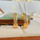 Vintage | Diamond Hoop-Style Earrings, 18ct Yellow Gold