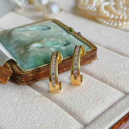 Vintage | Diamond Hoop-Style Earrings, 18ct Yellow Gold