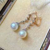 Pearl-Diamond-Drop-Earrings-Gold-Art-Deco-Style-Vintage-Unique-Geometric-Elegant-Antique