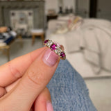 Antique, Edwardian Five Stone Ruby and Diamond Ring, 18ct Yellow Gold