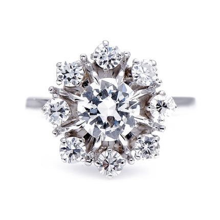 French-1950s-Classic-Cluster-Diamond-White-Gold-Engagement-Ring
