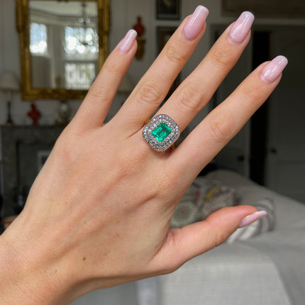 Georgian, 18ct Gold, Silver, Emerald and Diamond Ring