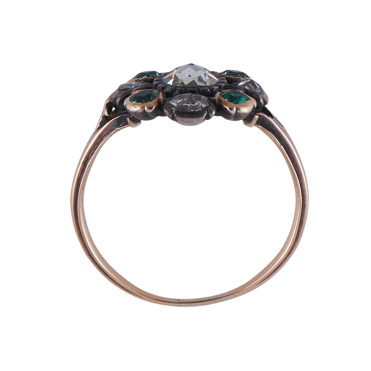 Georgian, 18th Century, Emerald and Diamond Cluster Ring
