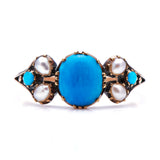 Georgian, 15ct Gold, Natural Turquoise and Pearl Ring