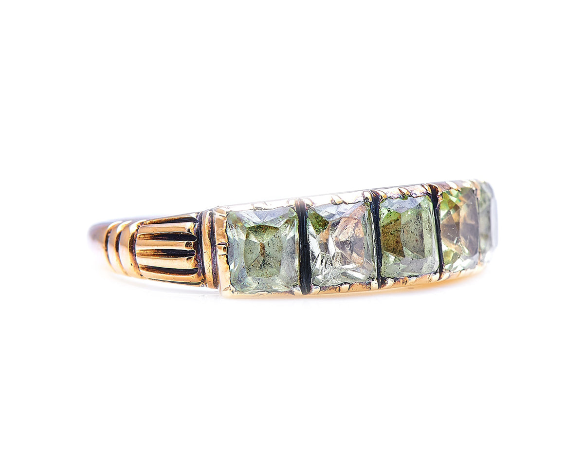 Georgian, gold, chrysoberyl five-stone ring