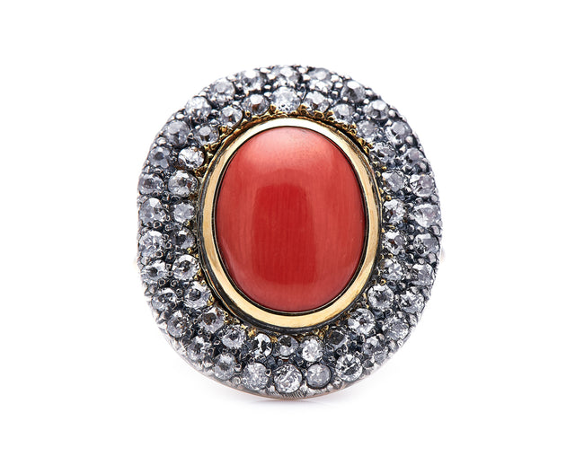 Georgian-19th-Century-Coral-Diamond-Cluster-Ring