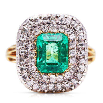 Georgian-18-Carat-Gold-Silver-Emerald-Diamond-Ring-Antique