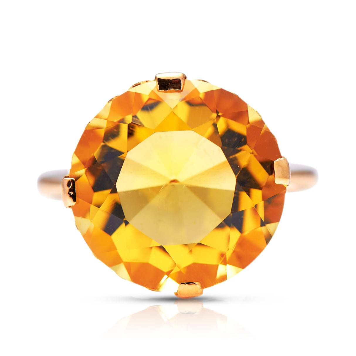 Beryl-Yellow-French-1940s-18ct-Gold-Ring-Antique-Golden-Round-Cut
