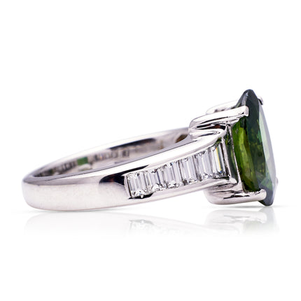 Engagement | Vintage, Green Sapphire and Diamond Ring, 18ct White Gold