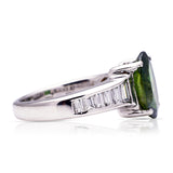 Vintage, Green Sapphire and Diamond Engagement Ring, 18ct White Gold