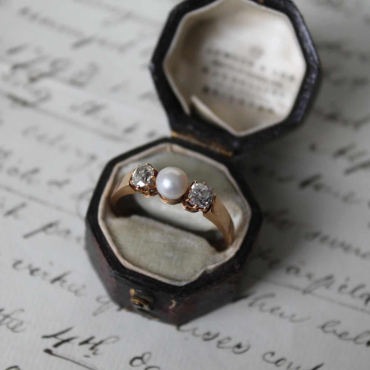 Antique Engagement Rings | Antique Ring Boutique | Vintage Engagement Rings | Antique Engagement Rings | Antique Jewellery company | Vintage Jewellery Edwardian, French, 18ct Gold, Natural Pearl and Diamond Ring