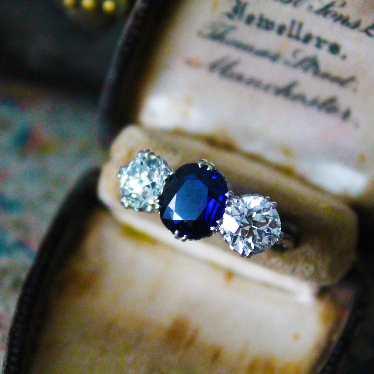 Edwardian, Platinum, Sapphire and Diamond Three Stone Ring