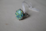 Spectacular Art Deco, 1920s, Opal, Emerald and Diamond Ring