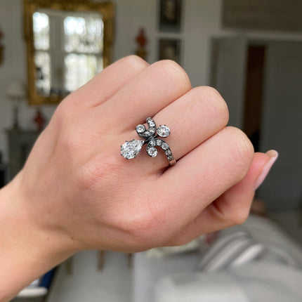 Antique Pear Cut Diamond Motif Engagement Ring
