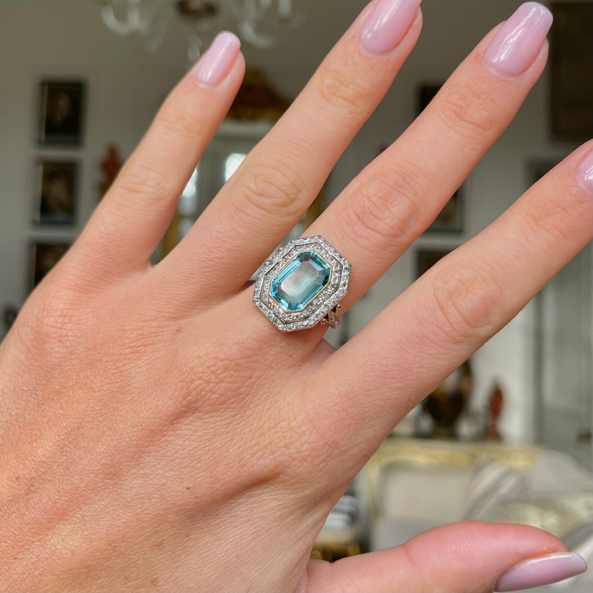 Belle Époque, French, Aquamarine and Diamond Ring