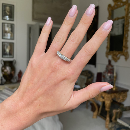 Victorian Five Stone Diamond Half Hoop Engagement Ring, 18ct Yellow Gold