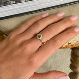 Edwardian | Vibrant Demantoid Garnet & Diamond Cluster, 18ct Gold